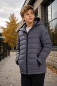 Оптом Гибридная куртка для мальчика с графеновой подкладкой темно-серого цвета 9621_3TC, фото 3