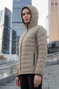 Оптом Куртка женская гибридная стёганая с капюшоном с графеновой подкладкой бежевого цвета 9622_1B, фото 6