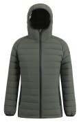 Оптом Куртка женская гибридная стёганая с капюшоном с графеновой подкладкой цвета хаки 9622_1Kh