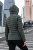 Оптом Куртка женская гибридная стёганая с капюшоном с графеновой подкладкой цвета хаки 9622_1Kh, фото 3
