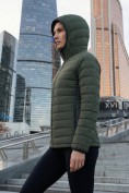 Оптом Куртка женская гибридная стёганая с капюшоном с графеновой подкладкой цвета хаки 9622_1Kh, фото 2
