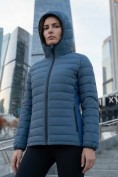 Оптом Куртка женская гибридная стёганая с капюшоном с графеновой подкладкой синего цвета 9622_1S, фото 4