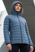 Оптом Куртка женская гибридная стёганая с капюшоном с графеновой подкладкой синего цвета 9622_1S