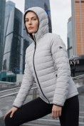 Оптом Куртка женская гибридная стёганая с капюшоном с графеновой подкладкой серого цвета 9622_1Sr, фото 5