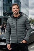 Оптом Куртка мужская стёганая с капюшоном с графеновой подкладкой цвета хаки 9623_1Kh