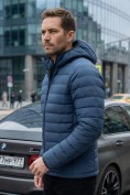 Оптом Куртка мужская стёганая с капюшоном с графеновой подкладкой синего цвета 9623_1S, фото 2