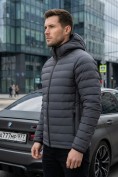 Оптом Куртка мужская стёганая с капюшоном с графеновой подкладкой темно-серого цвета 9623_1TC, фото 2