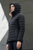Оптом Куртка женская стёганая с капюшоном с графеновой подкладкой черного цвета 9624_1Ch, фото 3