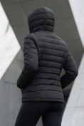 Оптом Куртка женская стёганая с капюшоном с графеновой подкладкой черного цвета 9624_1Ch, фото 2