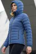 Оптом Куртка женская стёганая с капюшоном с графеновой подкладкой синего цвета 9624_1S, фото 4