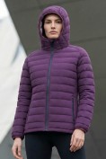 Оптом Куртка женская стёганая с капюшоном с графеновой подкладкой темно-фиолетового цвета 9624_1TF