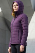 Оптом Куртка женская стёганая с капюшоном с графеновой подкладкой темно-фиолетового цвета 9624_1TF, фото 3