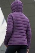 Оптом Куртка женская стёганая с капюшоном с графеновой подкладкой темно-фиолетового цвета 9624_1TF, фото 2