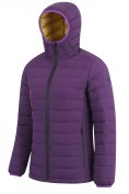 Оптом Куртка женская стёганая с капюшоном с графеновой подкладкой темно-фиолетового цвета 9624_1TF, фото 2