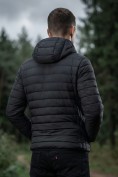 Оптом Куртка мужская стёганая с капюшоном с графеновой подкладкой черного цвета 9625_1Ch, фото 2