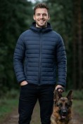 Оптом Куртка мужская стёганая с капюшоном с графеновой подкладкой темно-синего цвета 9625_1TS