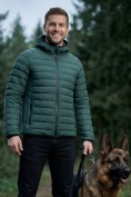 Оптом Куртка мужская стёганая с капюшоном с графеновой подкладкой зеленого цвета 9625_1Z
