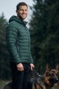 Оптом Куртка мужская стёганая с капюшоном с графеновой подкладкой зеленого цвета 9625_1Z, фото 2