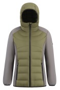 Оптом Куртка женская гибридная стёганая с капюшоном с графеновой подкладкой цвета хаки 9626_1Kh