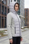 Оптом Куртка женская гибридная стёганая с капюшоном с графеновой подкладкой серого цвета 9626_1Sr, фото 2