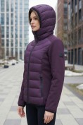 Оптом Куртка женская гибридная стёганая с капюшоном с графеновой подкладкой темно-фиолетового цвета 9626_1TF, фото 2