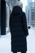 Оптом Пальто утепленное стеганное зимнее с капюшоном женское черного цвета 9627Ch, фото 3
