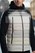 Оптом Куртка мужская гибридная стёганая с капюшоном с графеновой подкладкой бежевого цвета 9627_1B, фото 3