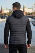 Оптом Куртка мужская гибридная стёганая с капюшоном с графеновой подкладкой черного цвета 9627_1Ch, фото 3
