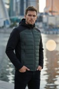 Оптом Куртка мужская гибридная стёганая с капюшоном с графеновой подкладкой цвета хаки 9627_1Kh, фото 3