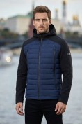 Оптом Куртка мужская гибридная стёганая с капюшоном с графеновой подкладкой синего цвета 9627_1S