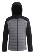 Оптом Куртка мужская гибридная стёганая с капюшоном с графеновой подкладкой серого цвета 9627_1Sr