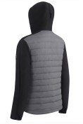 Оптом Куртка мужская гибридная стёганая с капюшоном с графеновой подкладкой серого цвета 9627_1Sr, фото 4