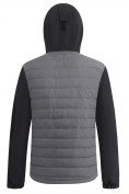Оптом Куртка мужская гибридная стёганая с капюшоном с графеновой подкладкой серого цвета 9627_1Sr, фото 6