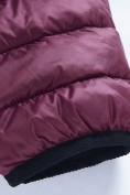 Оптом Куртка женская удлинённая стёганая с капюшоном и графеновой подкладкой бордового цвета 9628_1Bo, фото 11