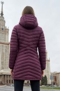 Оптом Куртка женская удлинённая стёганая с капюшоном и графеновой подкладкой бордового цвета 9628_1Bo, фото 6