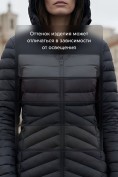 Оптом Куртка женская удлинённая стёганая с капюшоном и графеновой подкладкой черного цвета 9628_1Ch, фото 4