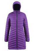 Оптом Куртка женская удлинённая стёганая с капюшоном и графеновой подкладкой фиолетового цвета 9628_1F