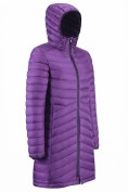 Оптом Куртка женская удлинённая стёганая с капюшоном и графеновой подкладкой фиолетового цвета 9628_1F, фото 4
