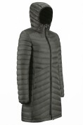 Оптом Куртка женская удлинённая стёганая с капюшоном и графеновой подкладкой цвета хаки 9628_1Kh, фото 4
