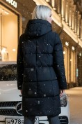 Оптом Куртка зимняя женская с капюшоном удлиненная стеганная черного цвета 9629Ch, фото 2