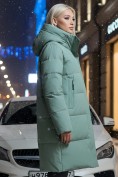 Оптом Куртка зимняя женская с капюшоном удлиненная стеганная зеленого цвета 9629Z, фото 2