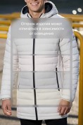 Оптом Куртка мужская удлинённая стёганая с капюшоном и графеновой подкладкой бежевого цвета 9629_1B, фото 5