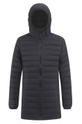 Оптом Куртка мужская удлинённая стёганая с капюшоном и графеновой подкладкой черного цвета 9629_1Ch