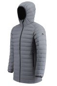 Оптом Куртка мужская удлинённая стёганая с капюшоном и графеновой подкладкой серого цвета 9629_1Sr, фото 2