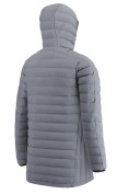 Оптом Куртка мужская удлинённая стёганая с капюшоном и графеновой подкладкой серого цвета 9629_1Sr, фото 5
