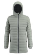 Оптом Куртка мужская удлинённая стёганая с капюшоном и графеновой подкладкой зеленого цвета 9629_1Z