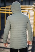 Оптом Куртка мужская удлинённая стёганая с капюшоном и графеновой подкладкой зеленого цвета 9629_1Z, фото 3