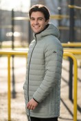 Оптом Куртка мужская удлинённая стёганая с капюшоном и графеновой подкладкой зеленого цвета 9629_1Z, фото 2