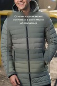 Оптом Куртка мужская удлинённая стёганая с капюшоном и графеновой подкладкой зеленого цвета 9629_1Z, фото 4