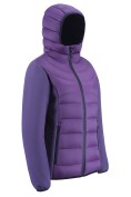 Оптом Куртка женская гибридная стёганая с капюшоном с графеновой подкладкой фиолетового цвета 9630_1F, фото 6